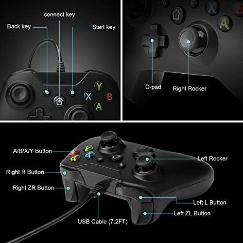 בקר חוטי Fuxinya, התואם ל- Xbox One/One S/One X/One Elite/Windows 10, בקר PC Gamepad עם שקע אוזניות [גרסה משודרגת 2020]